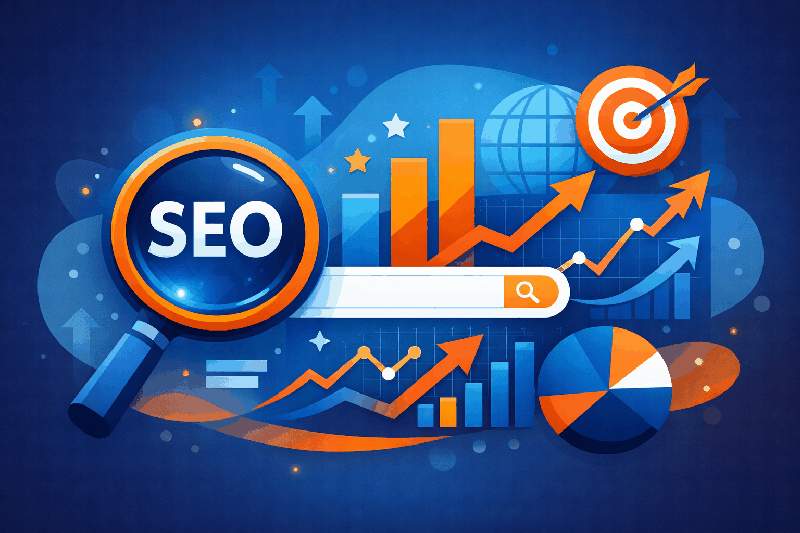 Illustration of local SEO and automation for electricians