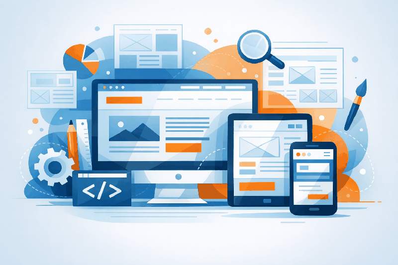 Illustration of web design strategies for plumbers