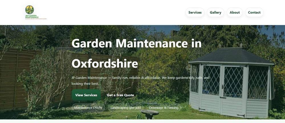 Garden maintenance website example